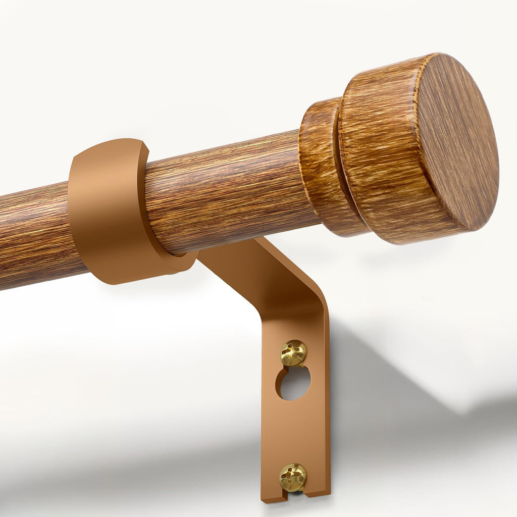 Wood Curtain Rods for Windows 66 to 120 Inches 1" Diameter Boho Decorative Heavy Duty Long Window Curtain Rod