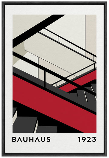 Framed Canvas Print Wall Art Bauhaus Geometric Staircase Collage Abstract Shape Illustrations Modern Decorative