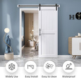 32 x 84 inch White Barn Door with 5.5FT Sliding Door Hardware Kit Included & Handle,Solid Wood Cover