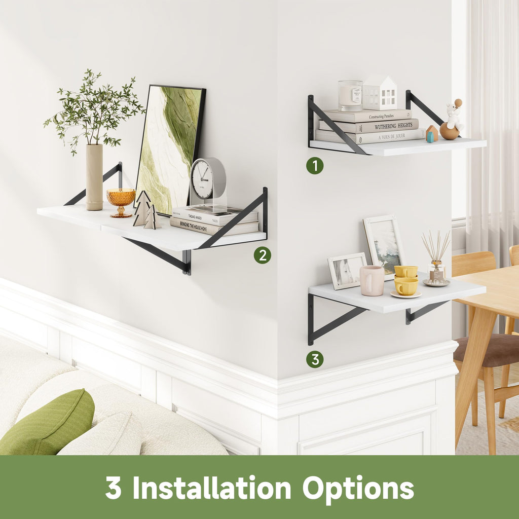 16W x 12D Deep Floating Shelves Set of 4 White