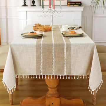 Rustic Tablecloth Cotton Linen Waterproof Tablecloths Washable Table Cloths Dining,Party,Holiday,Chr