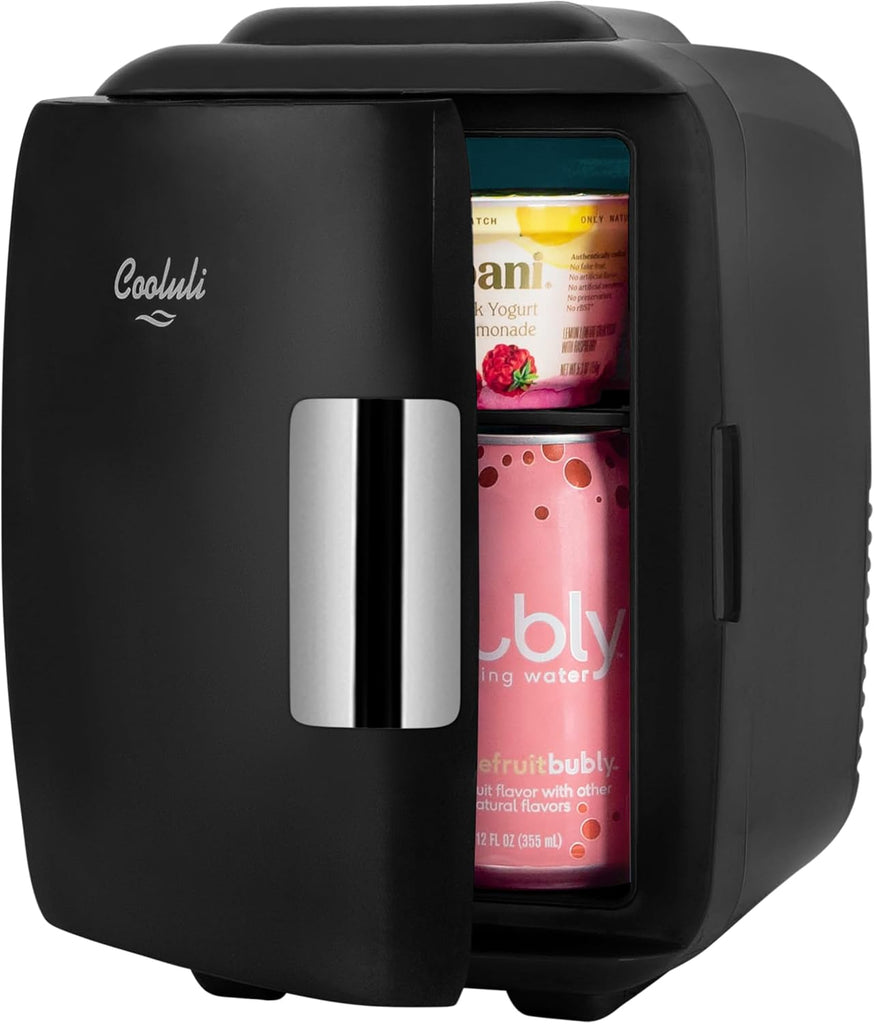 Mini Fridge for Bedroom - Car, Office Desk & Dorm Room - Portable 4L/6 Can Electric Plug In Cooler & Warmer for Food