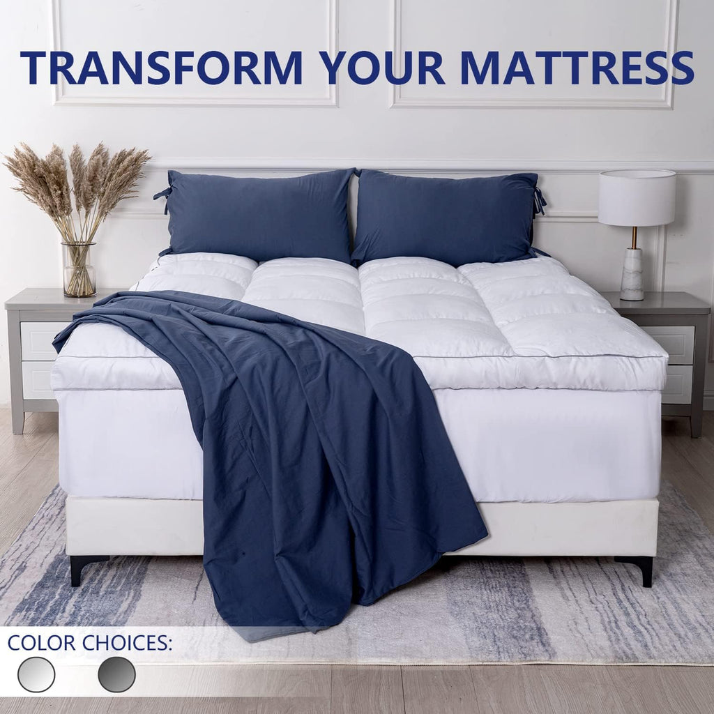 Mattress Topper Queen Cooling Plush Bed Thick Pillow Top Pad | Hotel Quality Down Alternative Deep Pocket Soften