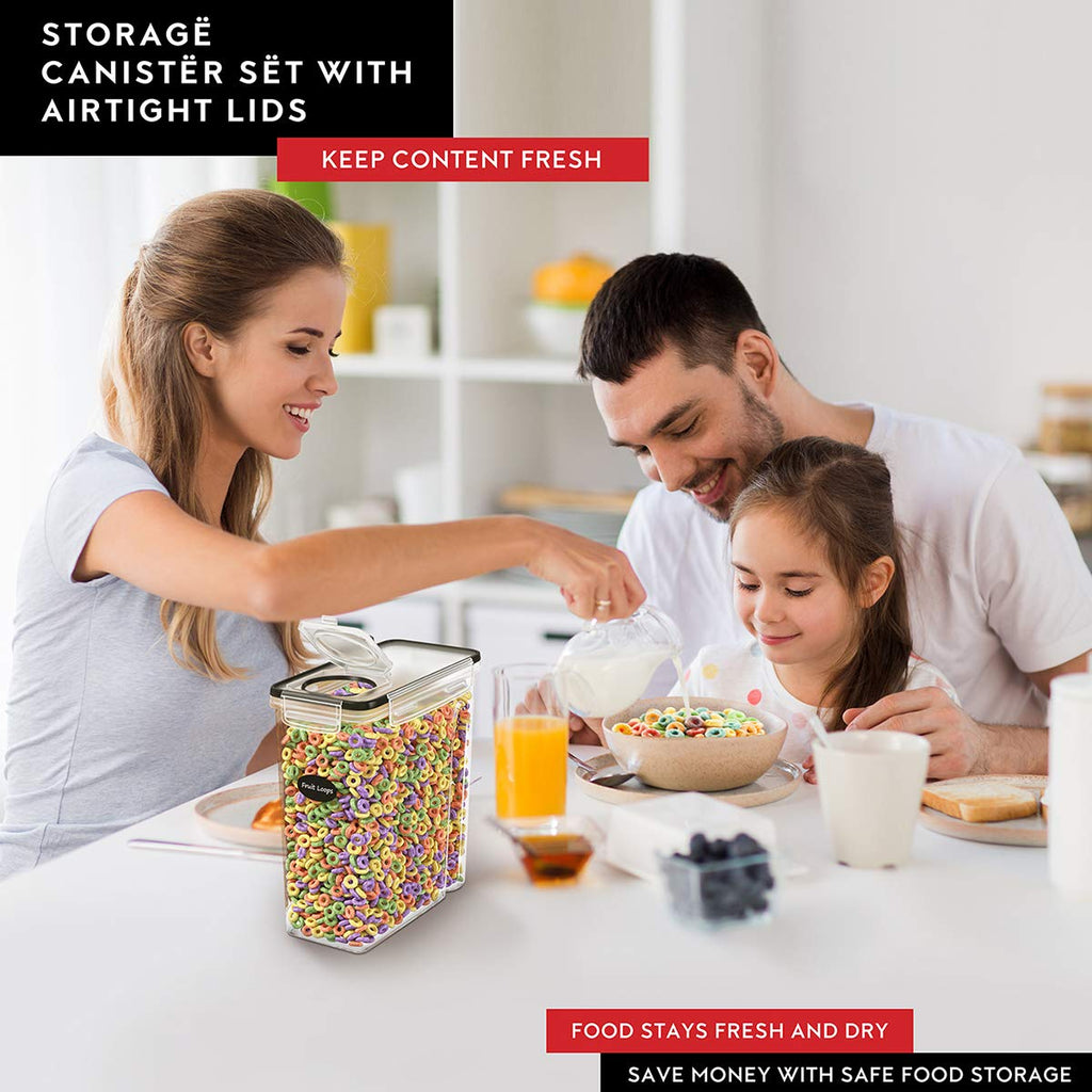 Cereal Containers Storage 4L Set of 4 Airtight Food Storage Containers with Lids Cereal Dispenser Countertop Pantry