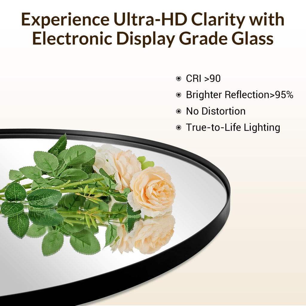 Oval Mirrors, 24x40'' Black Vanity Mirror, Black Oval Mirror Pill Shaped, 1'' Deep Stainless Steel Frame