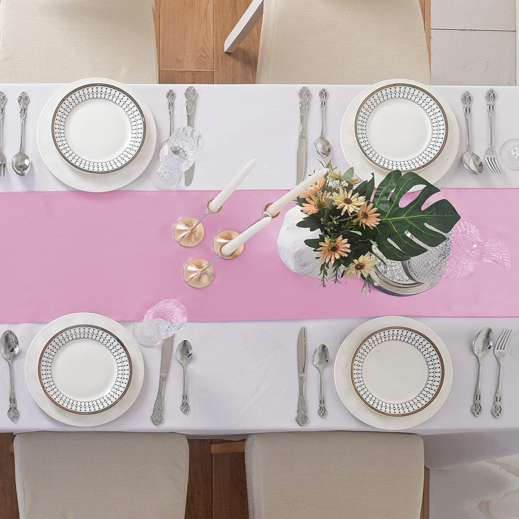 24Pack Table Runner 12 x 108 Inches Satin Silk Table Runner for Wedding, Birthday Party, Banquets, Graduations