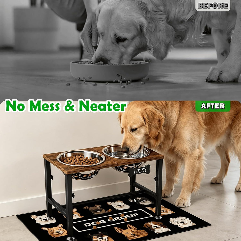Elevated Dog Bowls with Mat for Large & Extra Large Dogs, Raised Dog Bowl Stand with 2 Stainless Steel Bowls, Tall