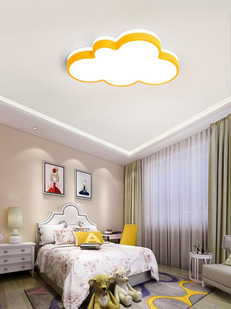 Yellow Cloud Ceiling Light with Remote, 23" Kids Room LED Flush Mount Ceiling Light, 3 Color Temperatures