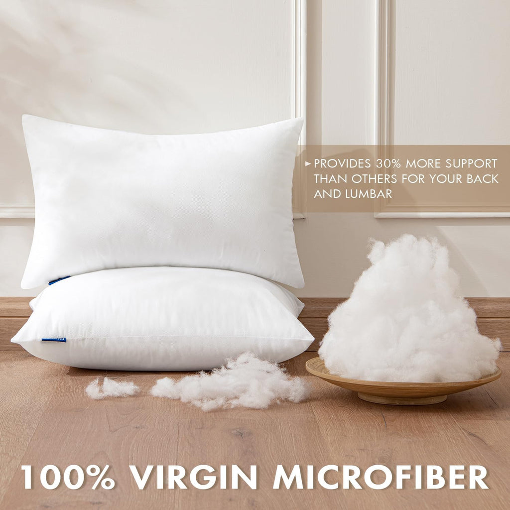 Throw Pillow Inserts 12x20 Inch with 100% Virgin Filling - Set of 2