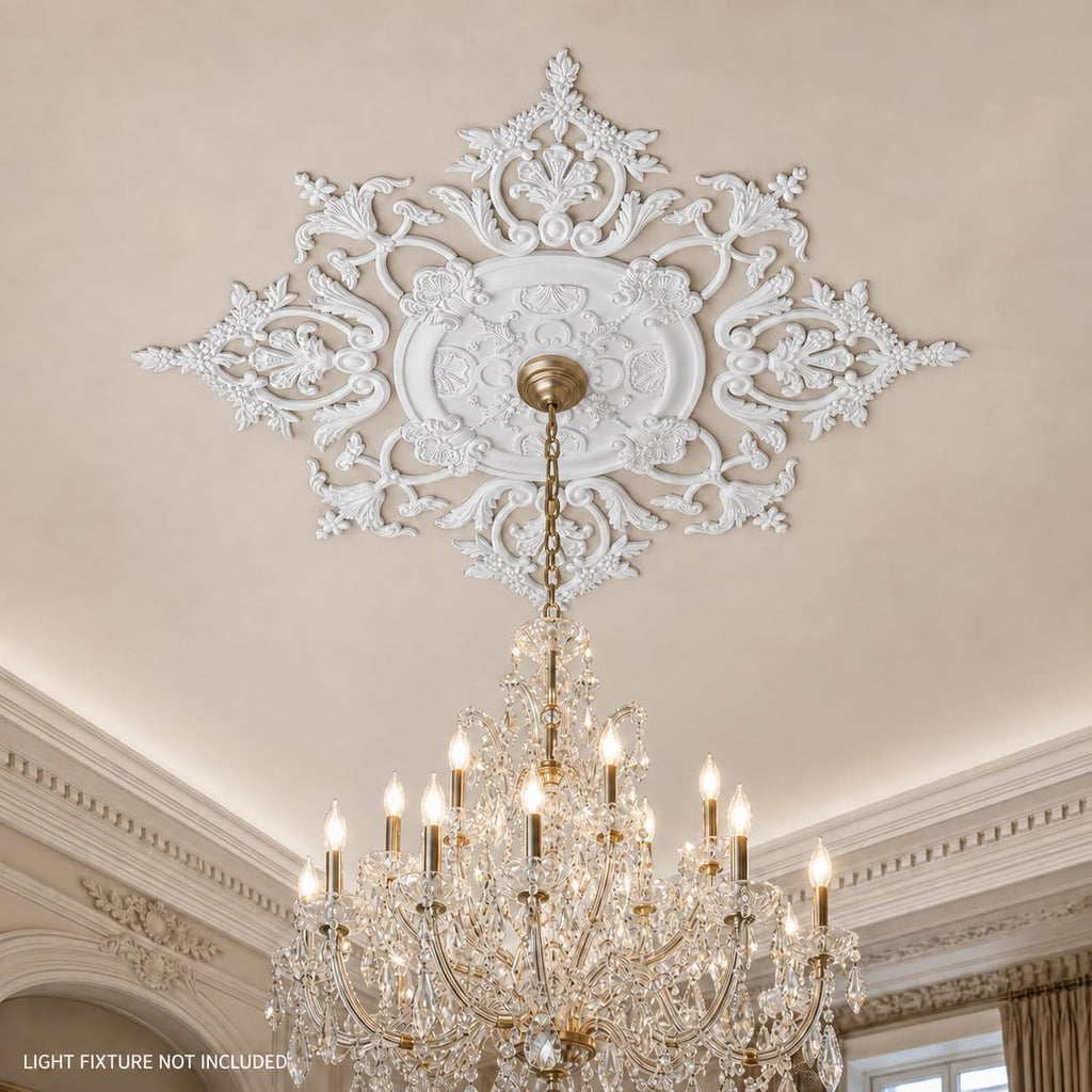 35.4 Inch Large PU Ceiling Medallion, French Victorian Decorative, White