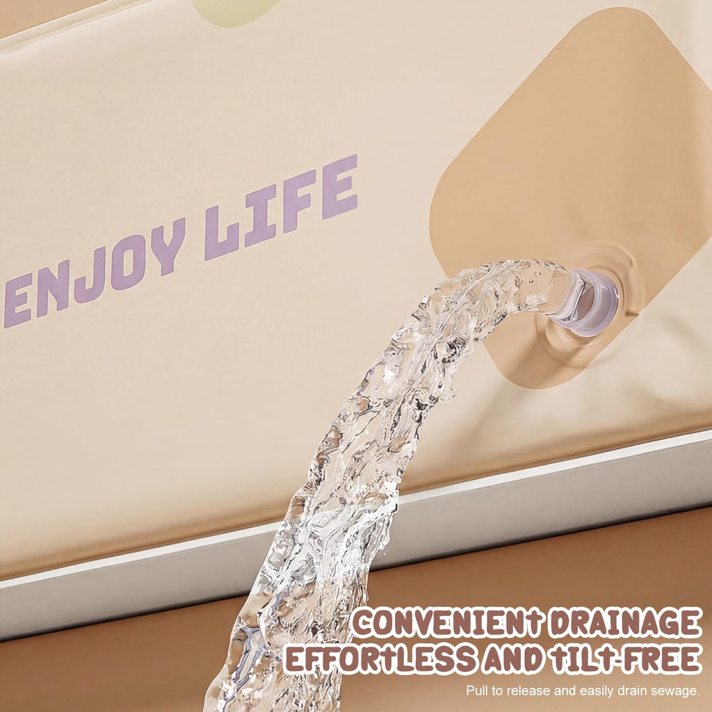 Foldable Baby Bathtub for 0-5 Years, Large and Portable, Beige