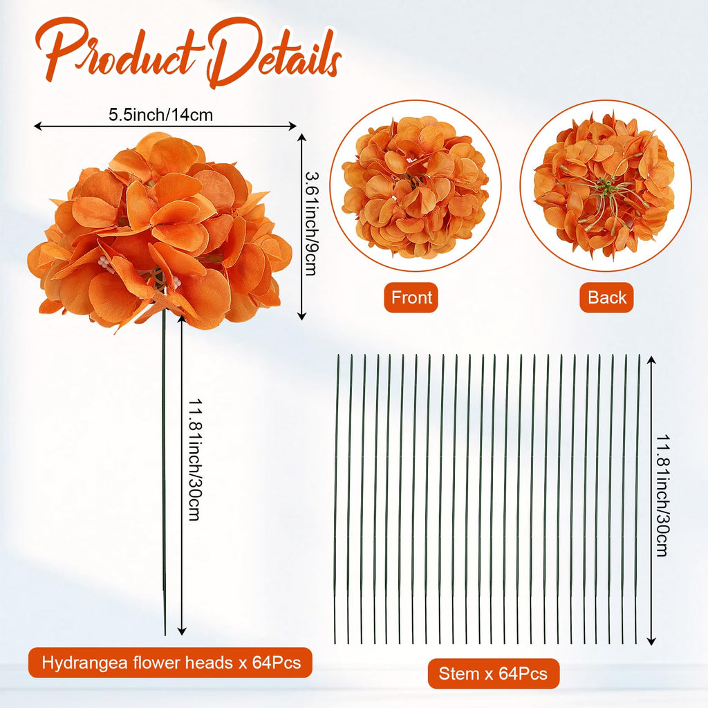 Orange Artificial Bulk with Stems 64 Pcs