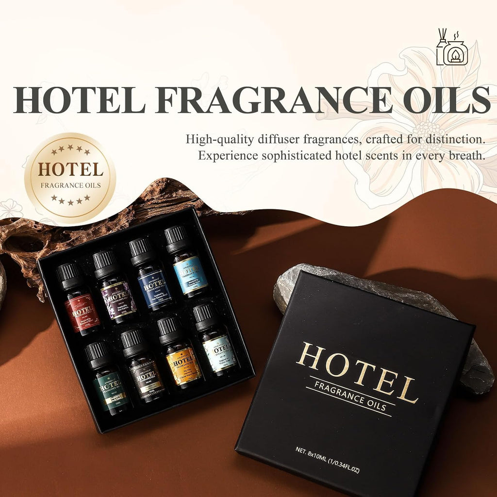 Hotel Diffuser Oil Gift Set - Inspired by 5-Star Hotel Fragrance Oil Set - My Way, White Tea,Baccarat,Four - Set of 8