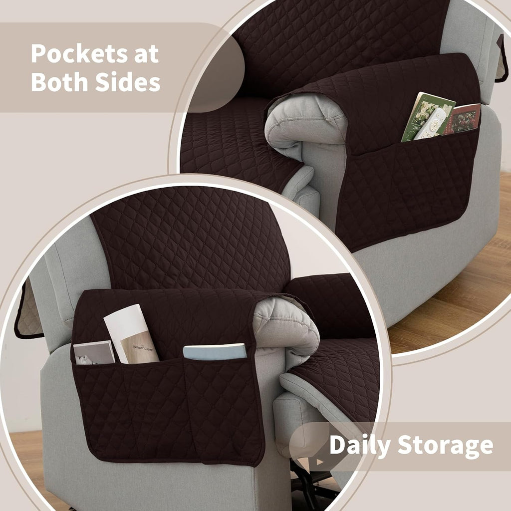 100% Waterproof Recliner Chair Covers 23.6'', Non Slip Recliner Chair Protector Washable Recliner Covers with Pocket
