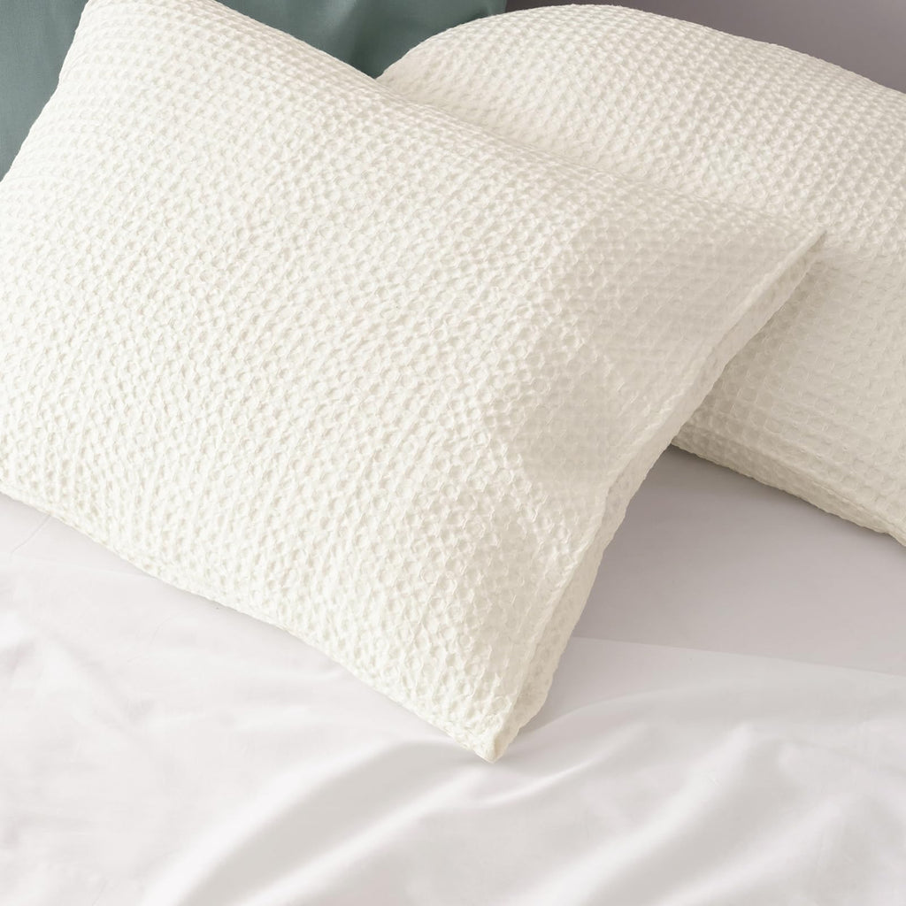 Ultra Soft Waffle Pillow Shams Standard 20"x26", Cream White, No Insert