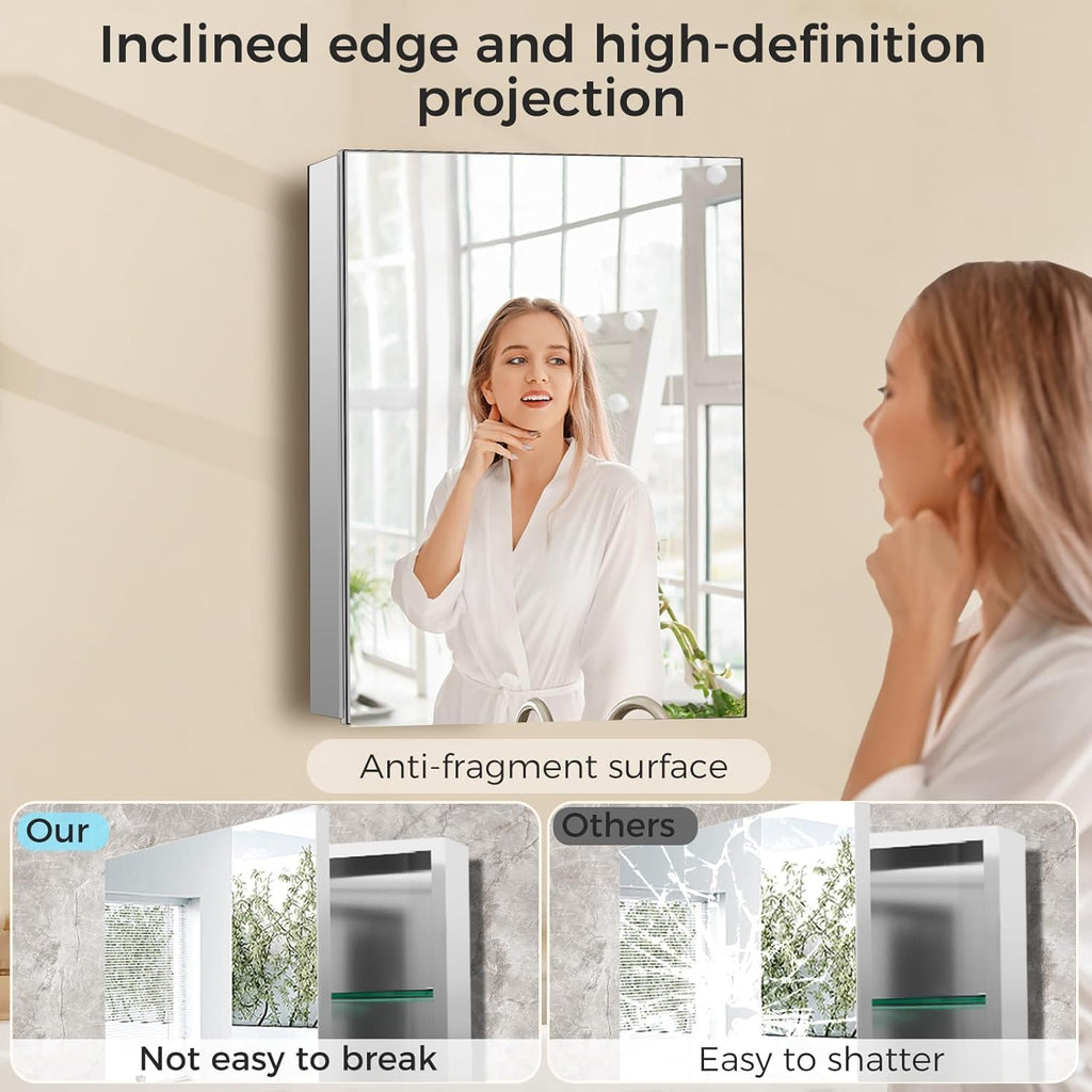 20 x 26 Inch Bathroom Medicine Cabinet with Beveled Edge Mirrored Door, Medicine Cabinet, Bathroom Mirror Cabinet, Home
