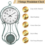CLXEAST 20 Inch Metal Pendulum Wall Clock Battery Operated,Large Schoolhouse Wall Clocks for Living Room Decor,Antique