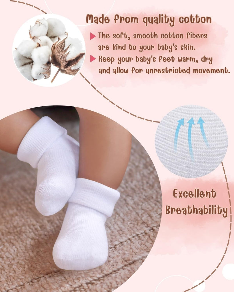 Baby Socks Soft Terry Turn Cuff For Newborns