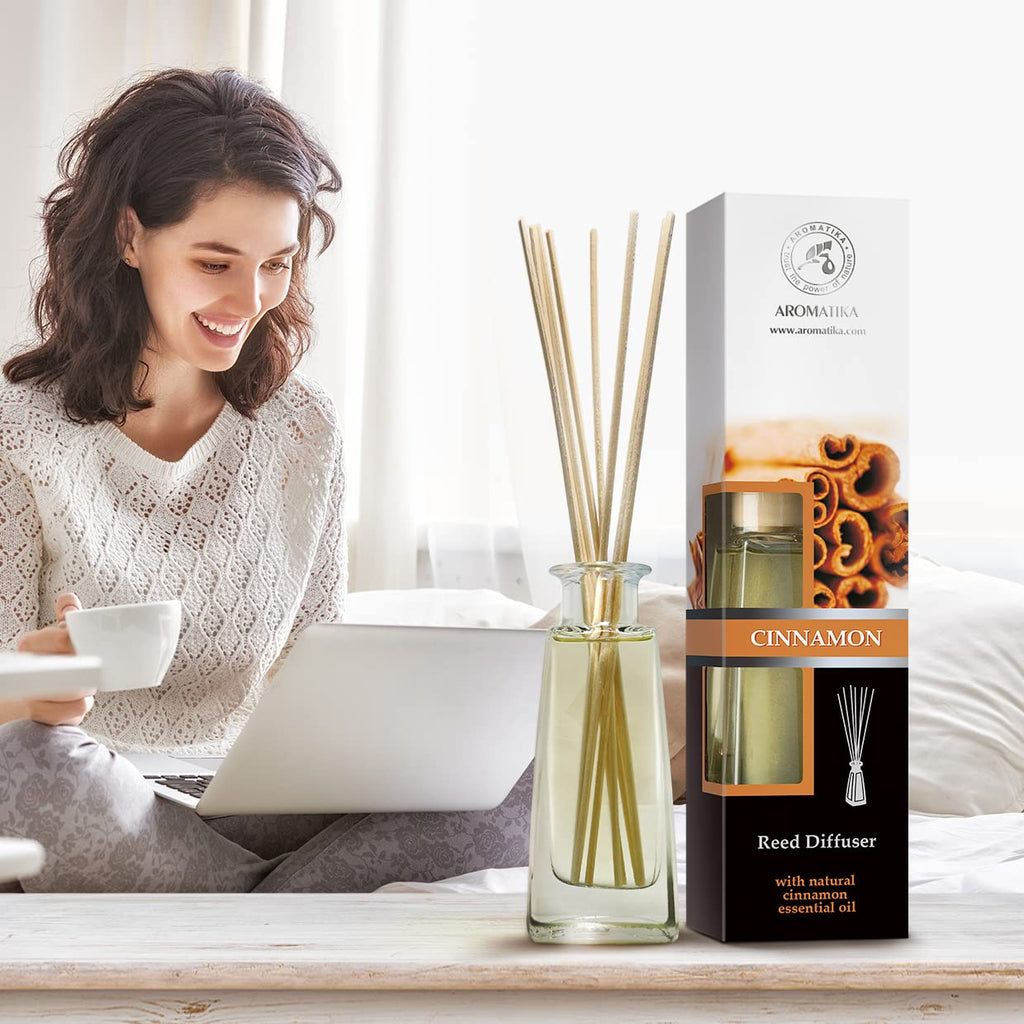 Reed Diffuser Cinnamon 3.4 Fl Oz(100ml) - Room Diffuser with Cinnamon Essential Oil - Home Fragrance - Aromatherapy
