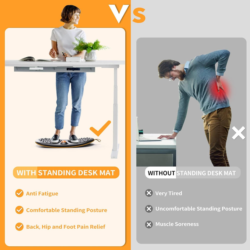 Standing Desk Mat Balance Board with Rollerball, Wooden Wobble Anti Fatigue Mat Balance Board for Standing Desk, Home