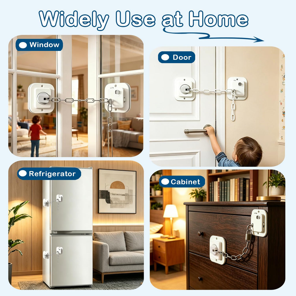 Child Proof Door Locks for Kids Safety, Adjustable Latch, 1 Pack White