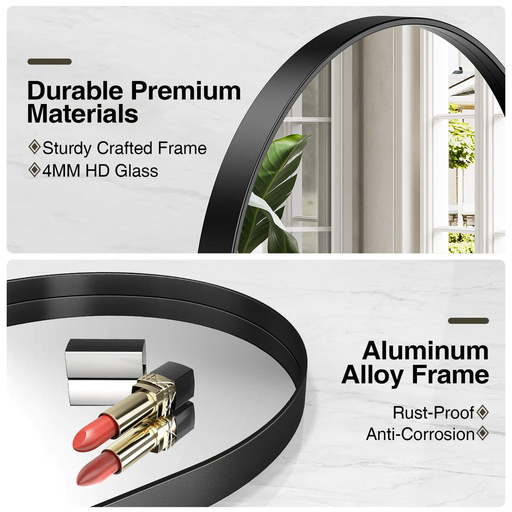 Black Oval for Wall, 48"x30" Bathroom Vanity Mirrors with Metal Framed, Modern Large Living Room Wall Decorative Hang