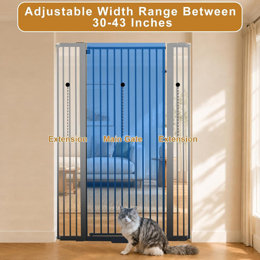 Extra Tall Cat Gate, Extra Wide Adjustable Gate(Black 55''T*48 ''W)