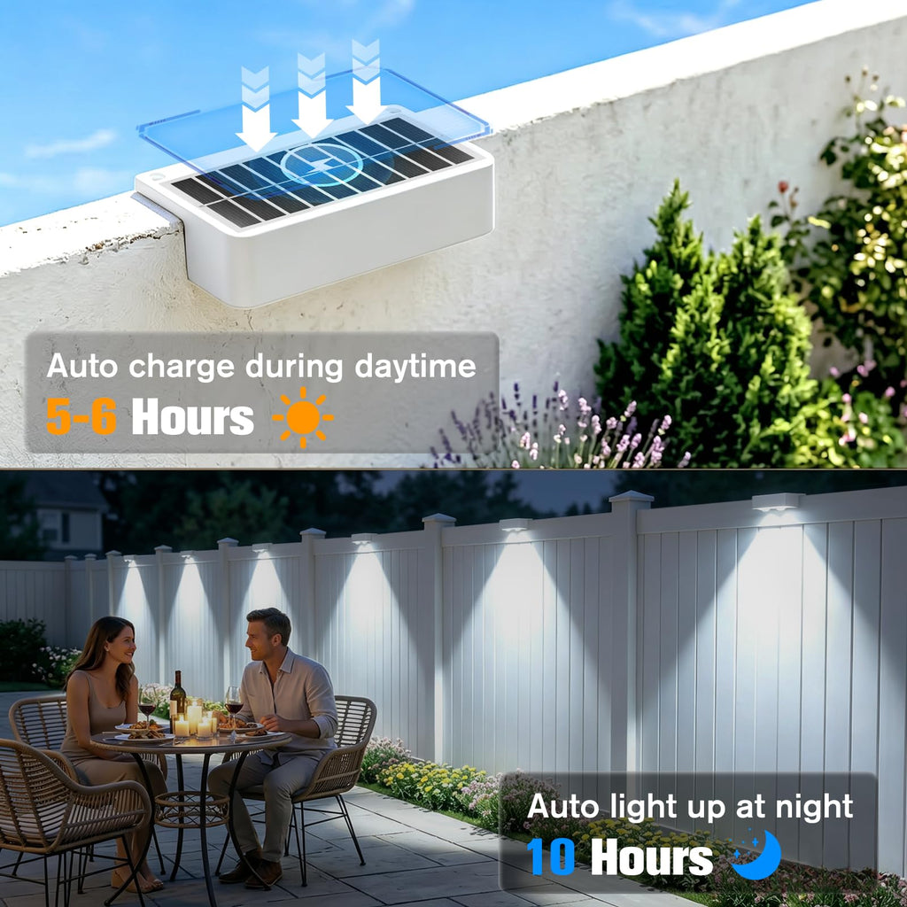 Solar Deck Lights Outdoor 16 Pack, Bright Solar Fence Lights with Lens, 3 Color Modes IP65 Waterproof Large Size Step