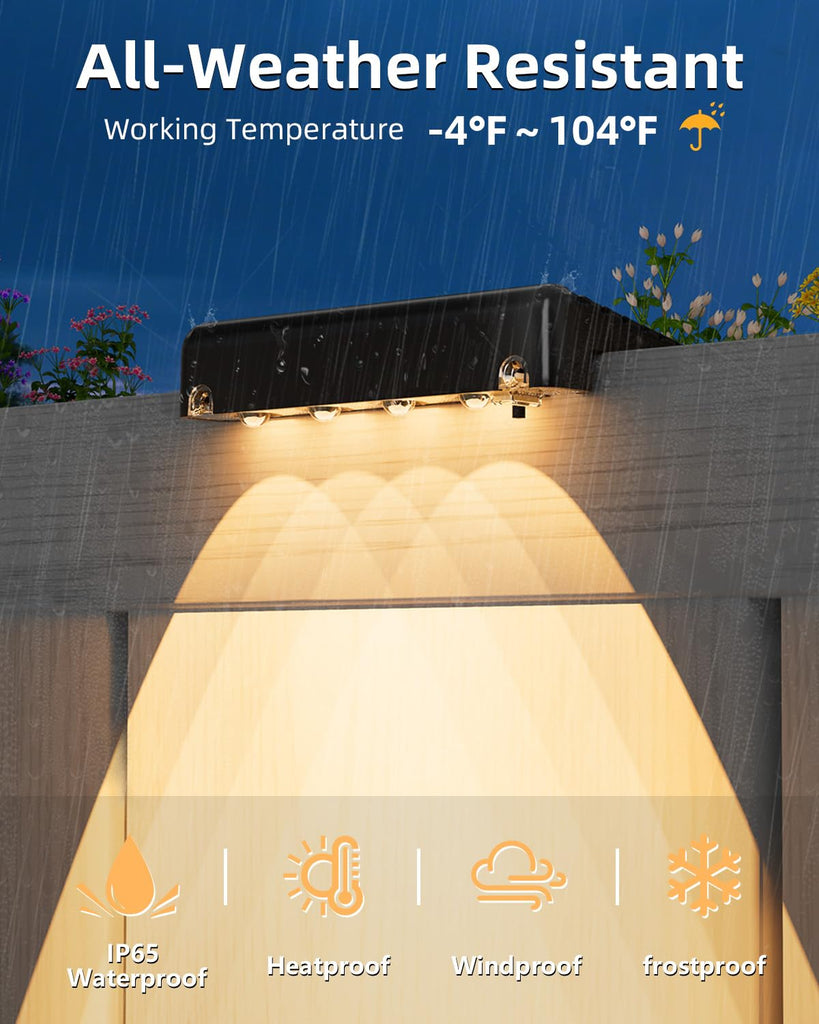Solar Deck Lights 16 Pack, Bright Warm White Glow LED Large Size Lamp, IP65 Waterproof Step Lights Outdoor for Deck