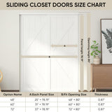 60"(Double 31") x80" Sliding Closet Door, K Style Bypass Closet Door with Hardware Kit & Matching Fa