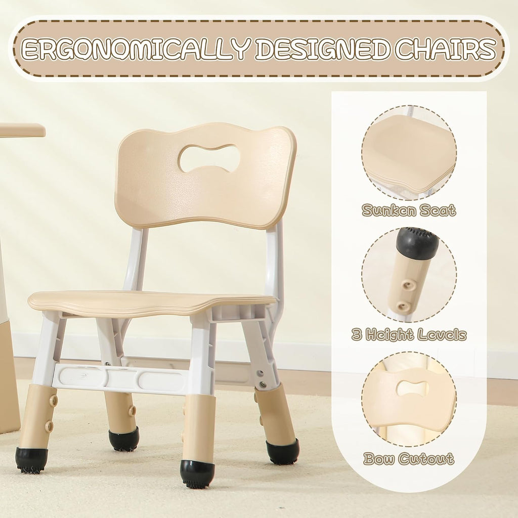 Kids Table and Chair Set, Kids Activity Table with Storage Rack, Wooden Desktop with Graffiti Desktop, Height