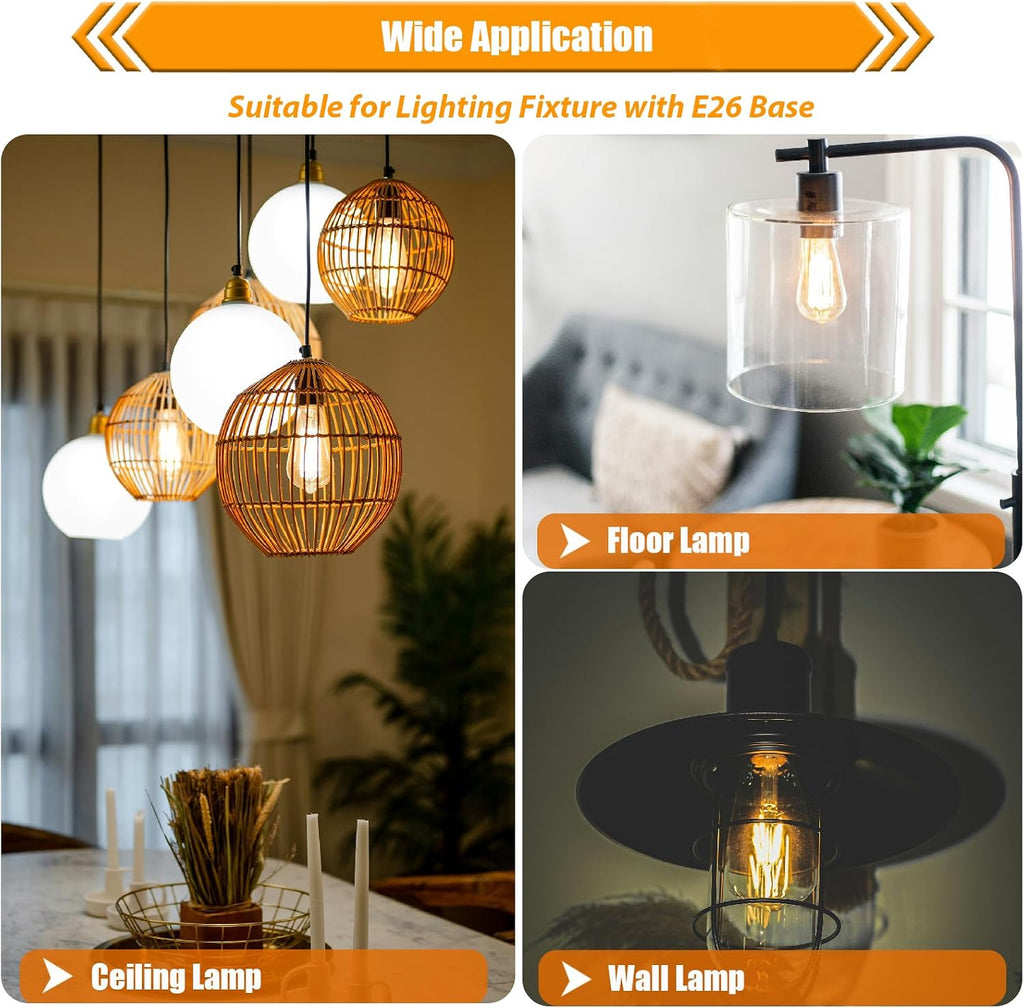 LED Edison Bulbs 40W Equivalent, 3000K Warm White, Non-Dim