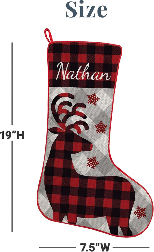Personalized - Rustic Christmas Decor - Customize with Your Name - Stockings for Family - 19" L - Perfectly Plaid