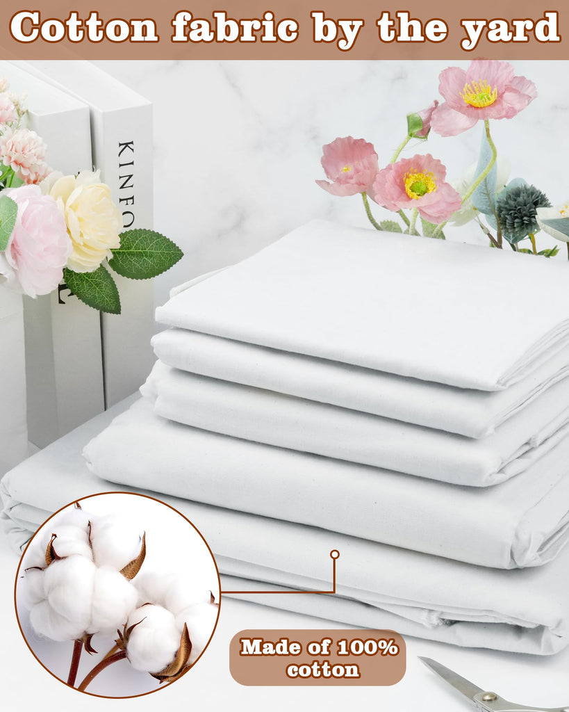 100% Cotton Muslin Fabric by The Yard, 59in x 10yd White Bleached Cotton Muslin Cloths-Medium Weight Beige Calico
