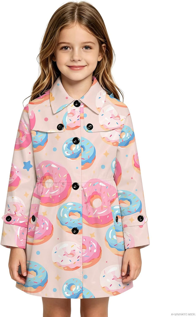 Girl's Hooded Rain Jackets Waterproof Trench Coat Windbreaker