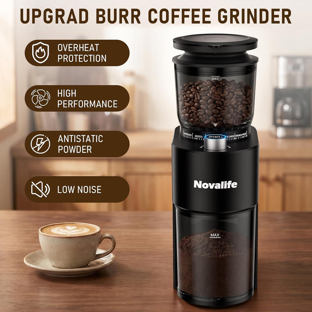 Coffee Grinder, Electric Coffee Bean Grinder with Anti-Static Design, 38 Settings Burr Grinder, 60S Timer, Espresso