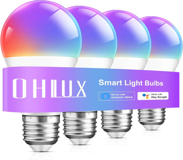Smart Light Bulbs, Color Changing LED Bulbs for Alexa and Google Assistant, 2.4GHz WiFi and Bluetooth with Music