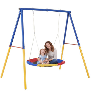 440lbs 40" Saucer Swing with Frame for Kids Outdoor, Heavy Duty Metal Swing Set & Saucer for Playground, Outdoor for