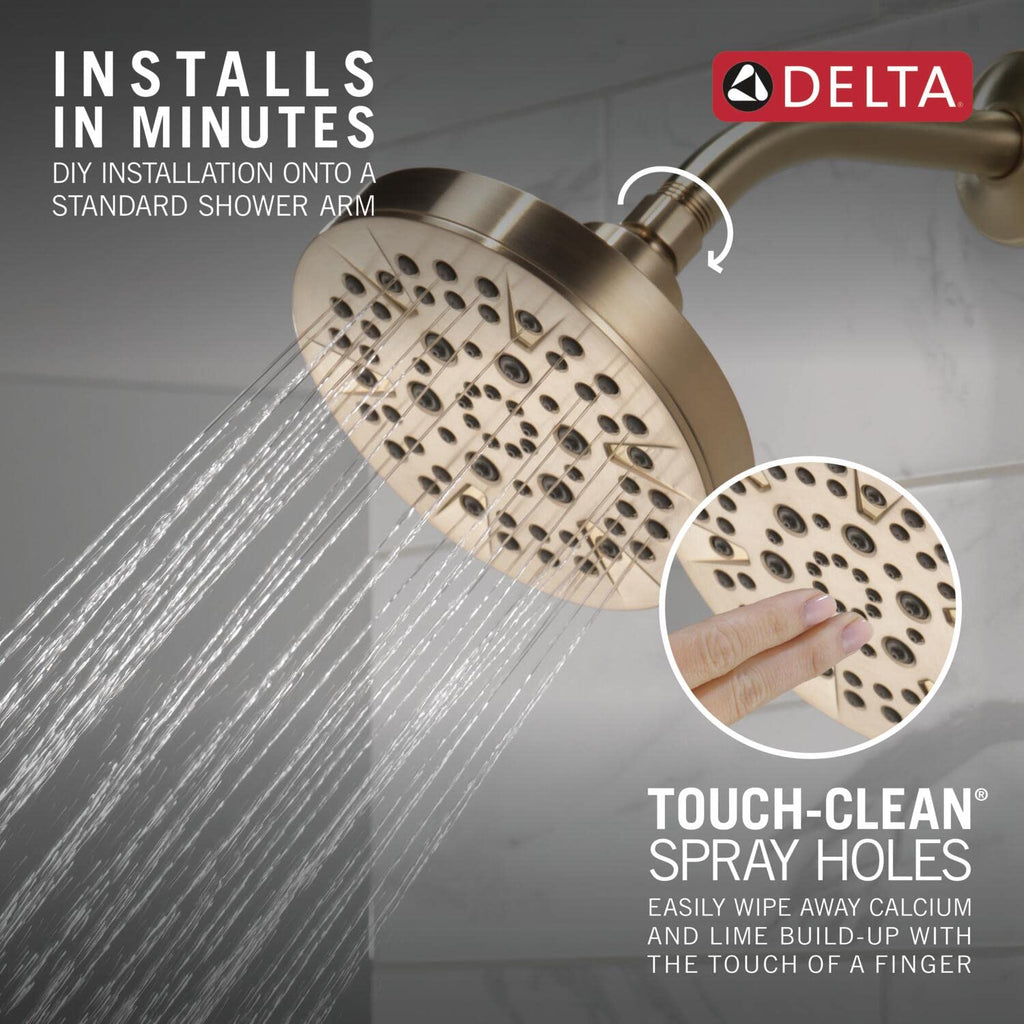 5-Setting Champagne Bronze Shower Head with High Pressure Spray, 6 Inch Round Shower Head, Showerheads, 1.75 GPM Flow