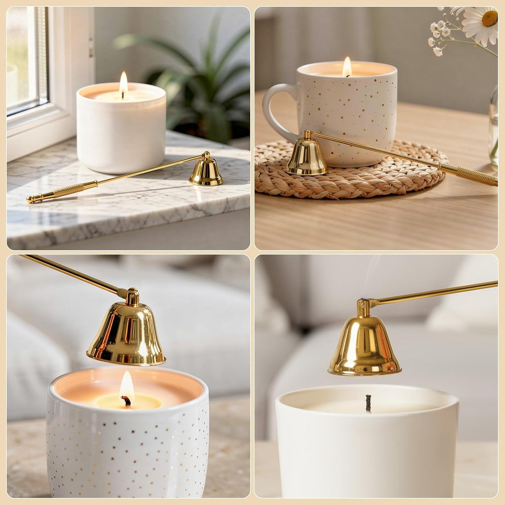 Gold Candle Snuffer with Long Handle, 8.3 Inch - Set of 6