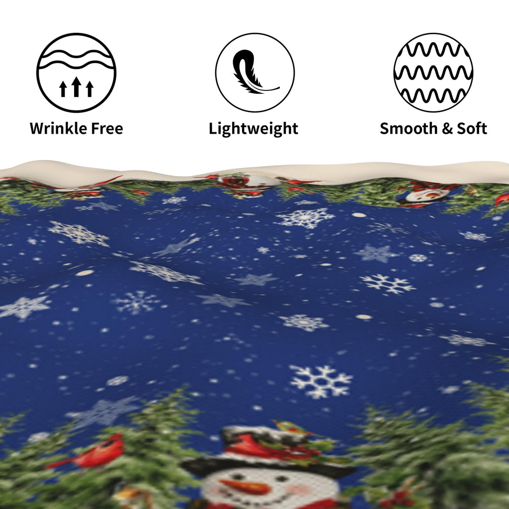 Christmas Round Tablecloth 70 Inch Snowman Winter Table Cover