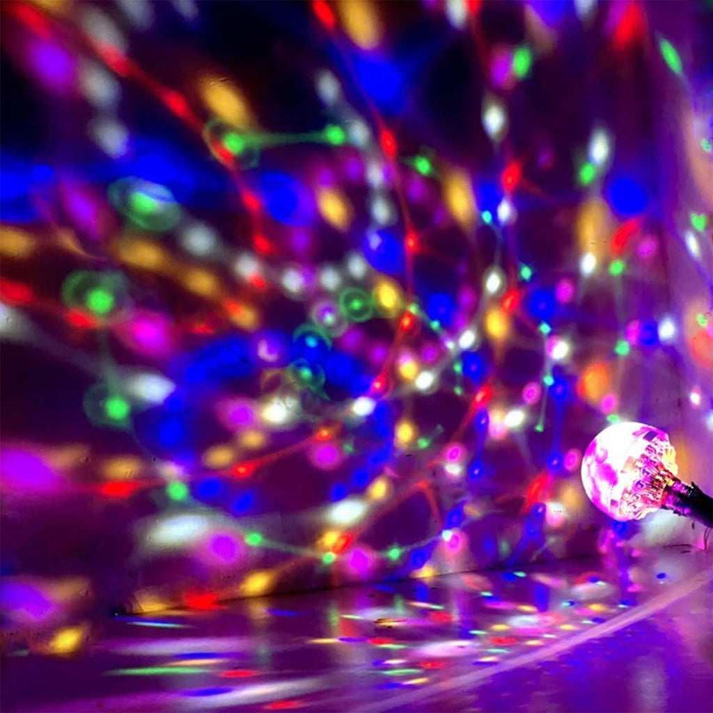 Colorful Magic Rotating Ball Light, AC 85-265V E26/E27 LED Disco Ball Light, RGB Disco Light Bulb, Multi-Colored Dj