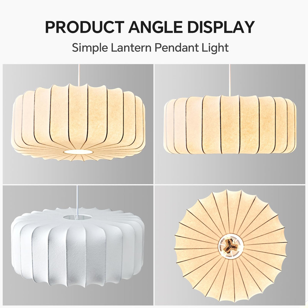 20 inch Lantern Pendant Light Wabi Sabi 3 Color Adjustable Ceiling Hanging Lamp Chandelier with White Imitation Silk