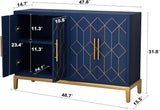47.8" Storage Accent Cabinet with 4 Doors, Modern Sideboard Buffet Cabinet with Gold Lines
