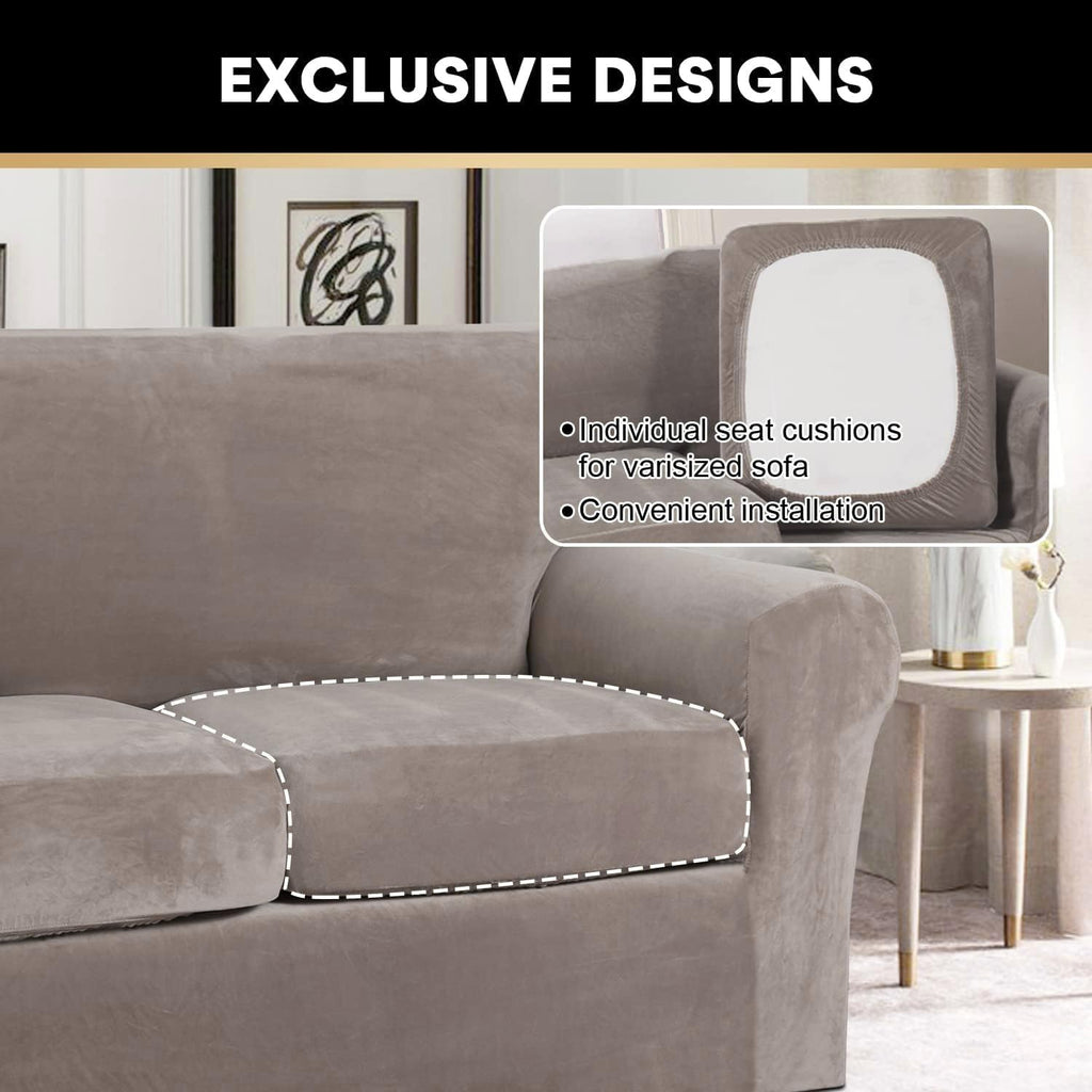 Velvet Couch Covers for Sofa Soft 4 Pieces Couch Covers for 3 Cushion Couch Sofa Pet Friendly Furniture Protector