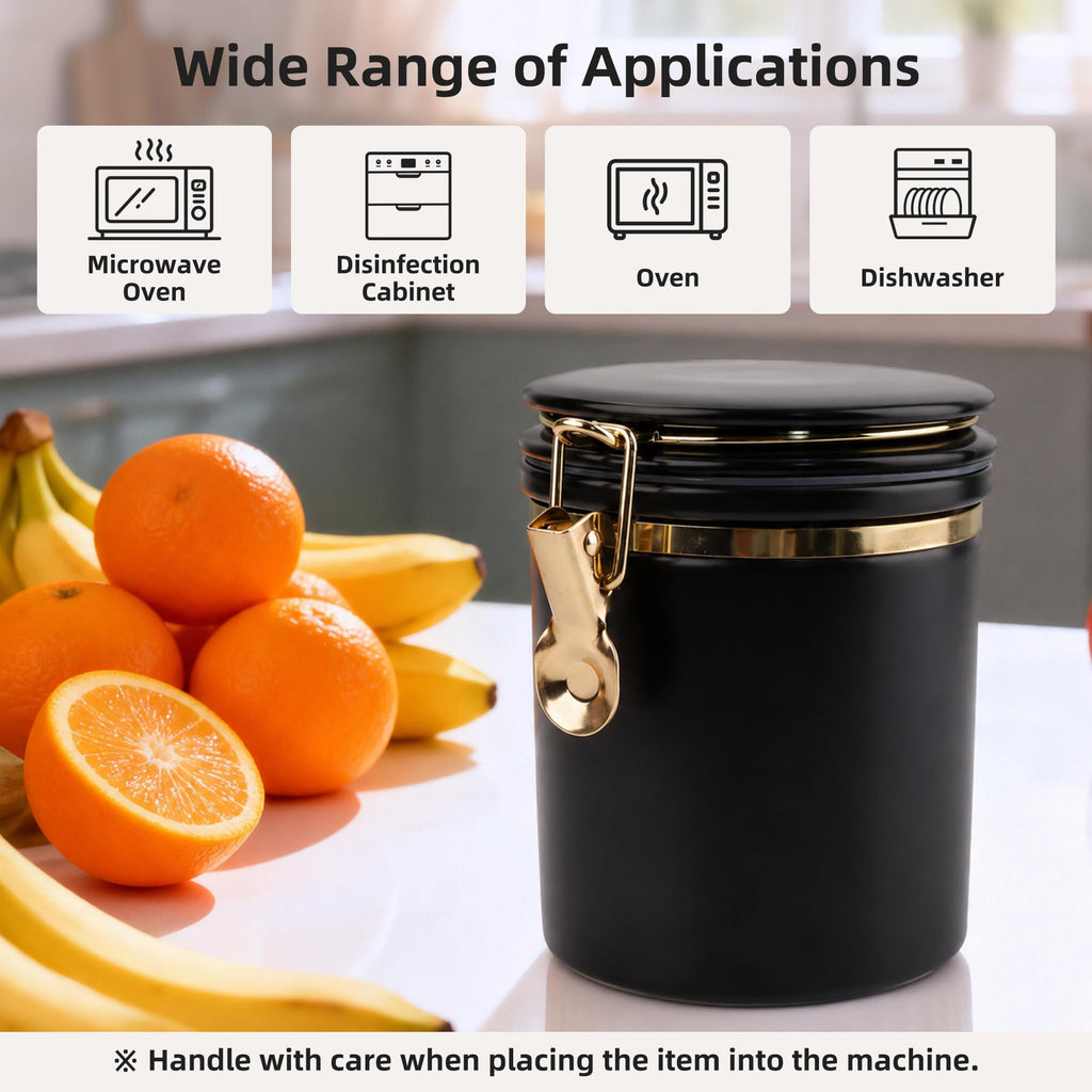 Ceramic Storage Jar with Lid - 700ml Airtight Kitchen Canister for Flour, Sugar, Coffee, Pantry & Countertop