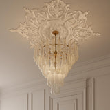 35.4'' Large PU Ceiling Medallion Combination Decorative 2.36'' ID French Style Chandelier Base Ceiling Medallion for