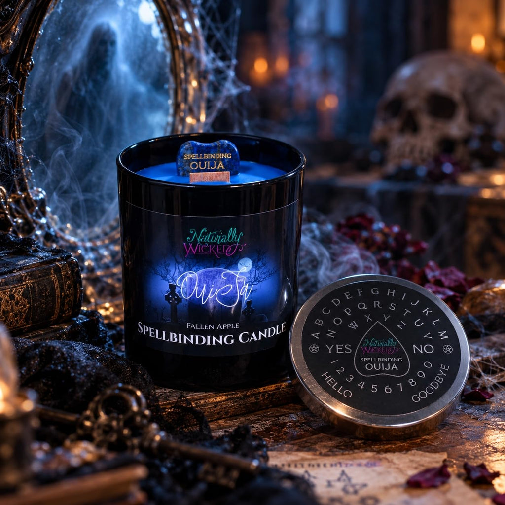 Spellbinding Ouija Candle with Crystal Planchette, Ouija Board & Gift Box