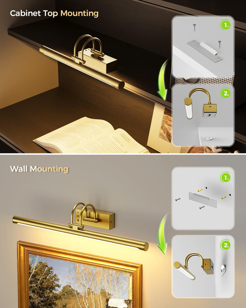 23.6′′ Wireless Rechargeable Picture Light with Remote, Large Battery Operated Wall Light for Paintings & Art