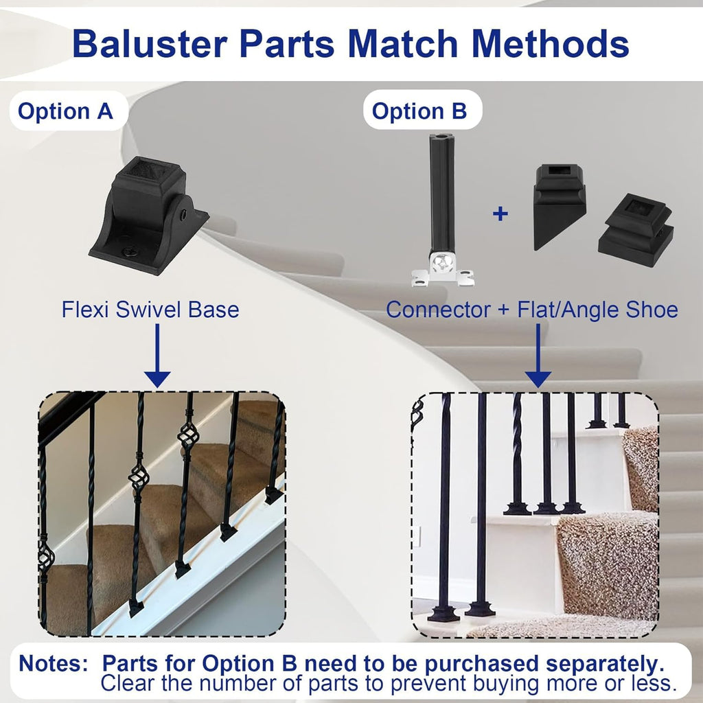 16-Pack Wrought Iron Stair Balusters, 44" Basket Twist Design